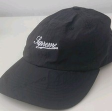 FW20 Supreme Script Logos 6-panel Black Cap Hat Jacquard 