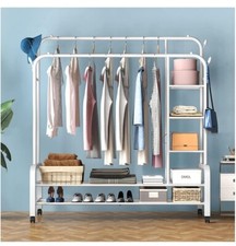 Garment coat rack with wheels white Erkebsmp