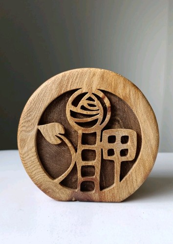 Wooden carved round tea - wooden,