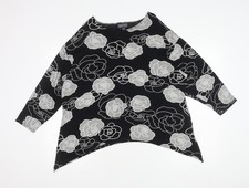 Saloos Womens Black Floral Tunic Blouse Size 18 Viscose Stretch