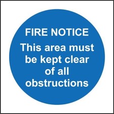 Fire notice this area must be