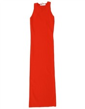 ZARA Womens Sleeveless Maxi Bodycon Dress UK 8 Small Red Nylon H007