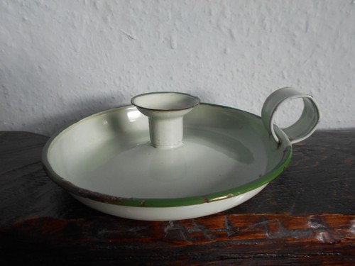 Vintage green enamel candle - vintage,