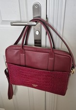 Ospray London Ladies The Kellie Leather Laptop Bag in Red Croc-embossed Cowhide 
