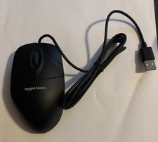 Amazon Basics Quiet Mouse USB Wired, 3-Button, Standard Black
