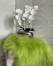 LARGE Genuine Real sheepskin rug Icelandic long Fur fluffy LUXURY LIME GREEN 