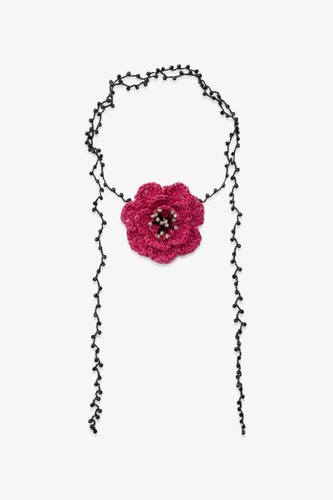 Zara ruffia flower necklace
