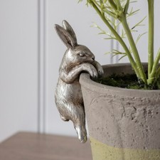 Antique Silver Hare Plant Pot
