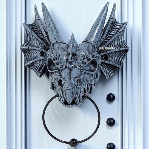 Dragon skull door knocker - door,
