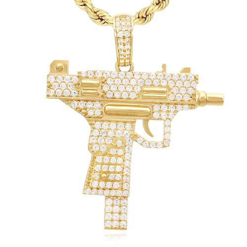 14k yellow gold pave uzi - yellow,