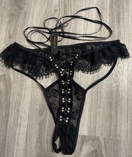 Ann Summers - MADONNA - CROTCHLESS BRIEFS -  Size 16-18 Large - Black RRP £16