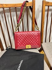 Chanel burgundy quilted medium boy bag, gold hardware