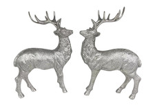 Home Stories Set Of 2 Stag Decorations - Silver - New