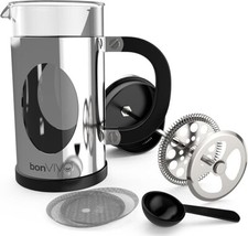 3 Cups French Press Coffee Maker w/Bonus Scoop & Replacement Filter Mesh 350 ml