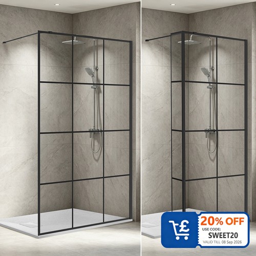 Walk black grid shower - in,