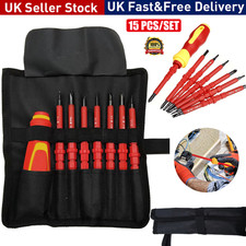 15PCS Heavy Duty Electrician Insulate Magnetic Screwdriver Set Comfort Grip Tool