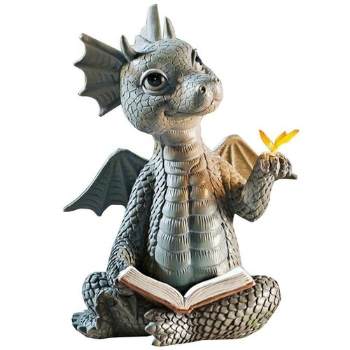 Cute reading dragon - dragon, resin