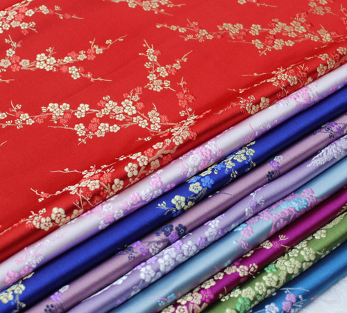 Chinese damask fabric plum - fabric,