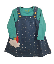 Ex Frugi Pinafore Dress Dungarees Girls Pippa Rainbow Design 12m-5Yrs New