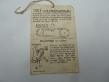 Vintage 1940's Raleigh Lion & Tiger Trike chain maintenance & adjustment instruc