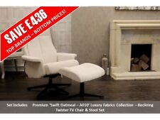 LUKAS Ergoform Swift Oatmeal – A010 Reclining Twister TV Chair & Stool Set