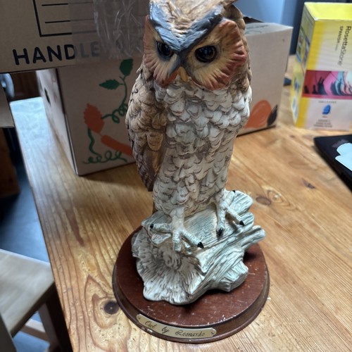 Large owl ornament wooden - large,