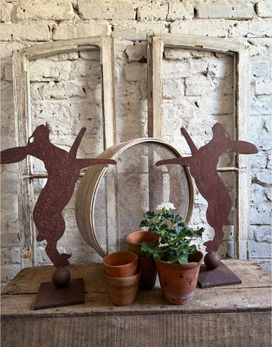 Rustic metal boxing - boxing, hare