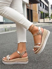 Top Women Sandals Ankle Strap Flatform Espadrilles Ladies Platform Wedges Shoes