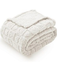 Wajade Throw Fleece Blanket  Heart Blanket Soft Thick Blanket  White 127x178