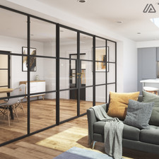 Double hinged aluminium black - double,