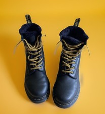 Dr Martens 1460 Serena Black Leather Ankle Fur Lined Warm Boots Uk 5 38 RRP £180