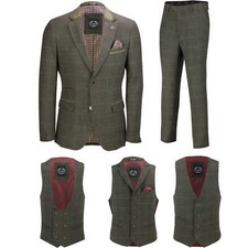 Men Tweed Check 3 Piece Suit