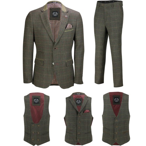 Men tweed check piece suit - men,