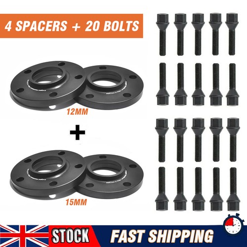 Black wheel spacers 12mm 15mm - black,