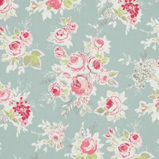 Clarke and Clarke Rose Garden Aqua 100% Cotton Fabric 