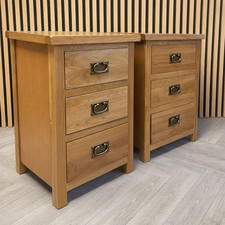 Oak 3 Drawer Tall Bedside –