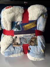 NEW THE POLAR EXPRESS LARGE FLEECE THROW BLANKET CHRISTMAS GIFT MOVIE FILM TRAIN