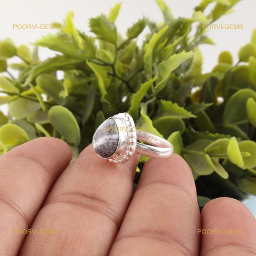 Sterling silver dendrite opal - silver,