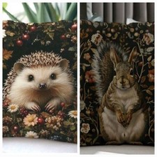 2 X Beautiful Squirrel And Hedgehog Cushion Covers Decorative Scatter cushions 