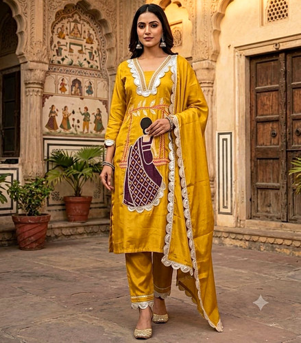 Women yellow salwar kameez - women's,