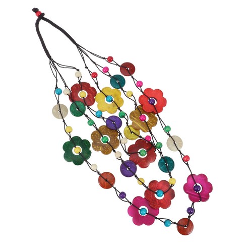 Multi color bamboo necklace - color,