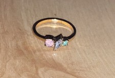 Primark Gold Tone Triple Gem Fashion Ring Size L Costume Jewellery