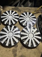 Fiat Fiorin 15" White & Black Wheel Trims Caps Set of 4