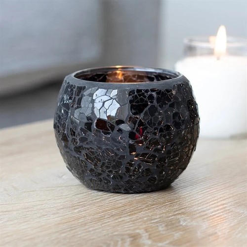 Large black glass crackle - large,