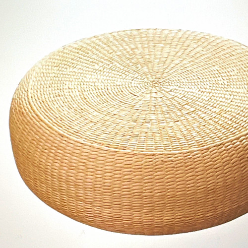 Round handwoven rattan pouf - rattan,