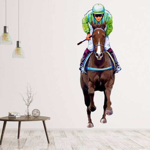 Race horse jockey wall - wall, sticker