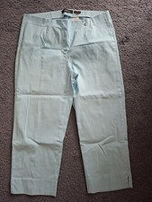 Robell Vibrant Aqua Turquoise Stretch 3/4 Cropped Trousers Size Medium 14