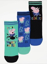 Boys George Peppa Pig 3 Pack Socks Shoe Size UK 3-5.5