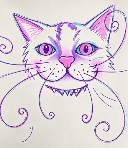 Cartoon drawing cat print - cartoon,