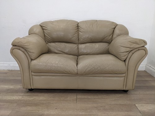 Sofa seater beige leather - 2,